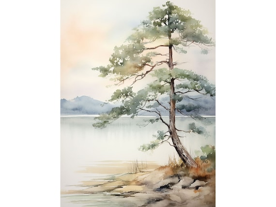 Jenny Lake Watercolor Art Print, Wyoming Landscape