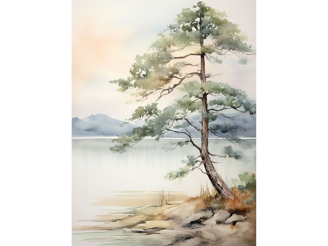 Jenny Lake Watercolor Art Print, Wyoming Landscape