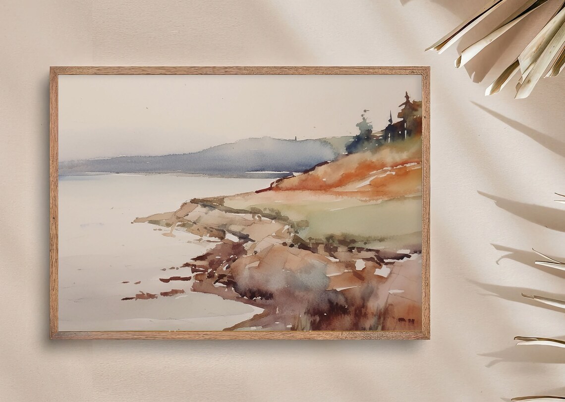 Lake Superior Watercolor Landscape Art Print - Image 3