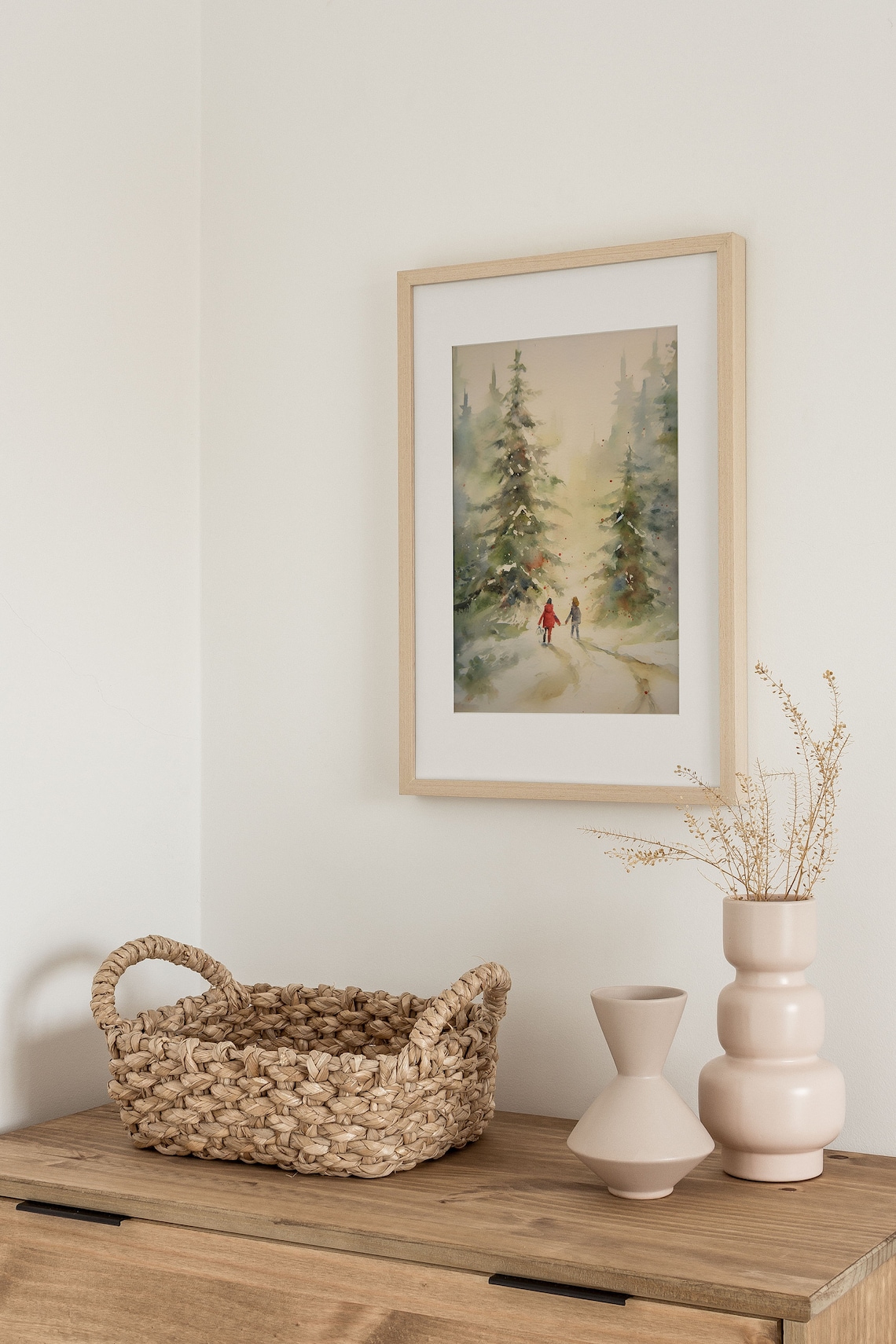 Christmas Painting Two Sisters Winter Forest Art Print - Image 2