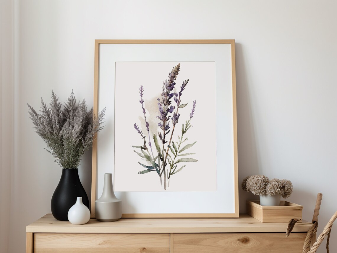 Lavender Watercolor Tuscany Wildflowers Art Print - Image 3