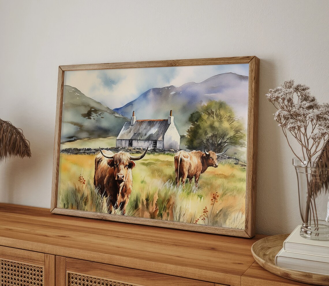 Scotland Highland Cow Watercolor Art Print, Isle Of Skye - Image 2
