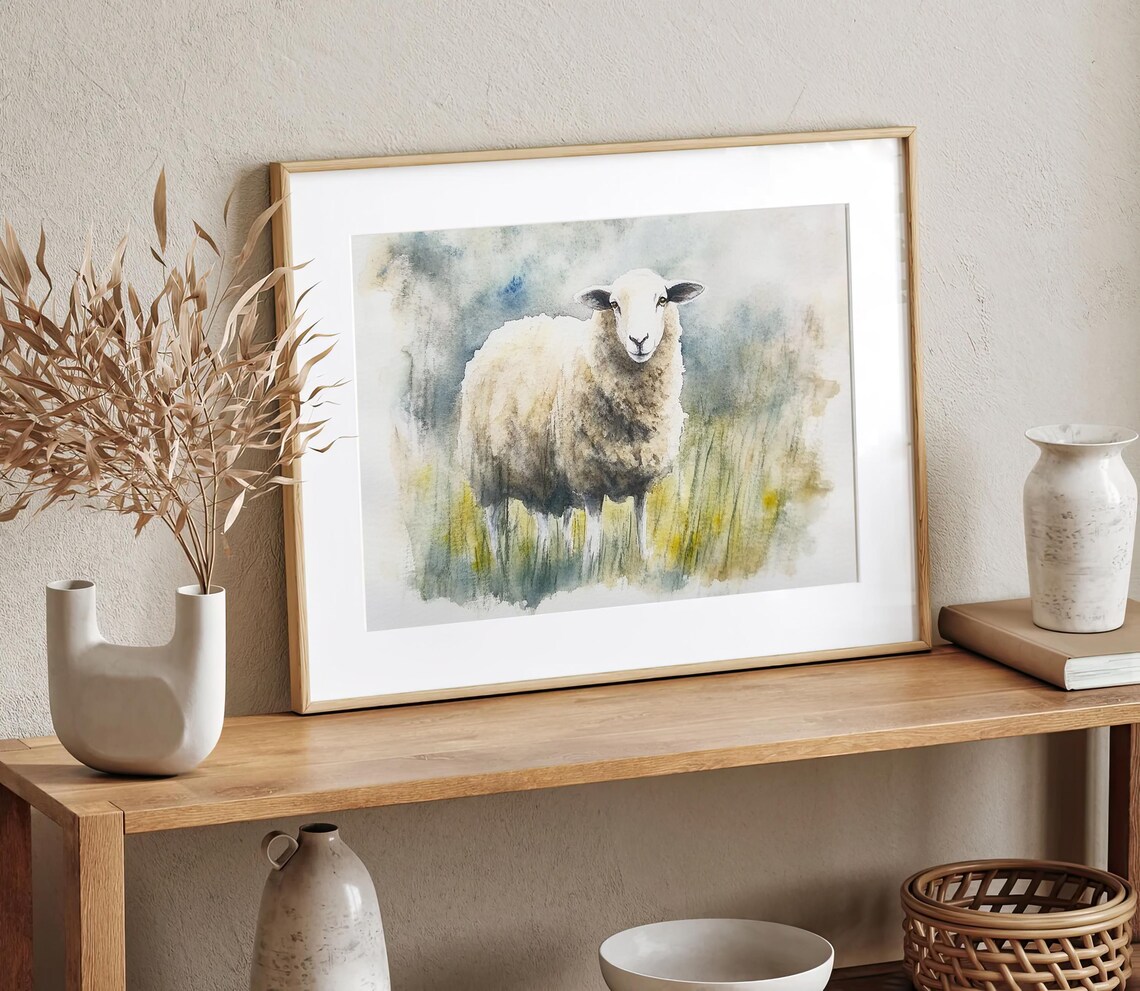 Sheep Painting Irish Sheep Rustic Watercolor Art Print - Image 2