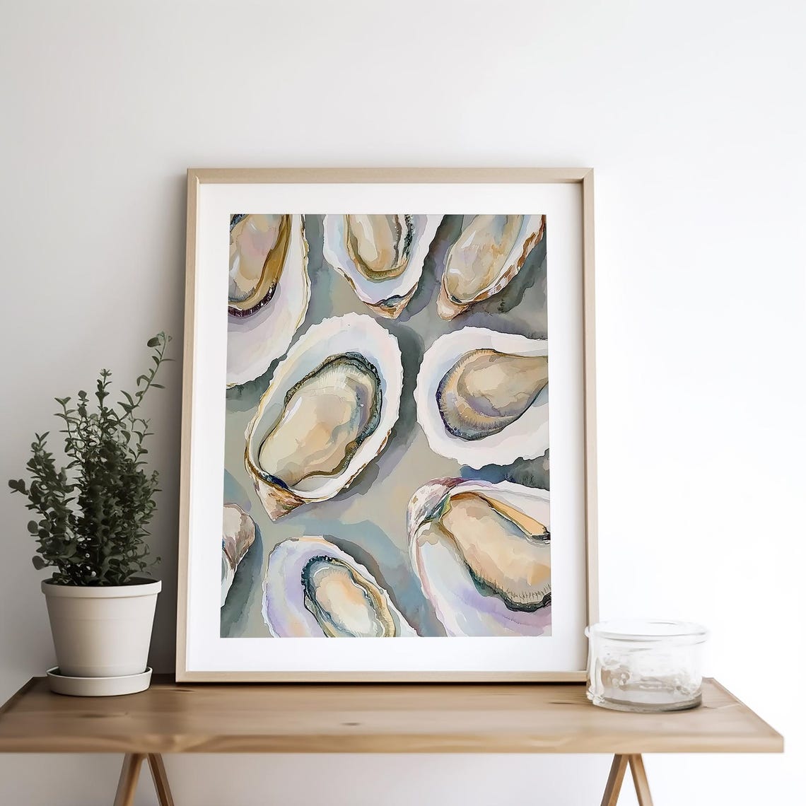 Oyster Half Shells Watercolor Seafood Kitchen Beach House Poster - Image 4