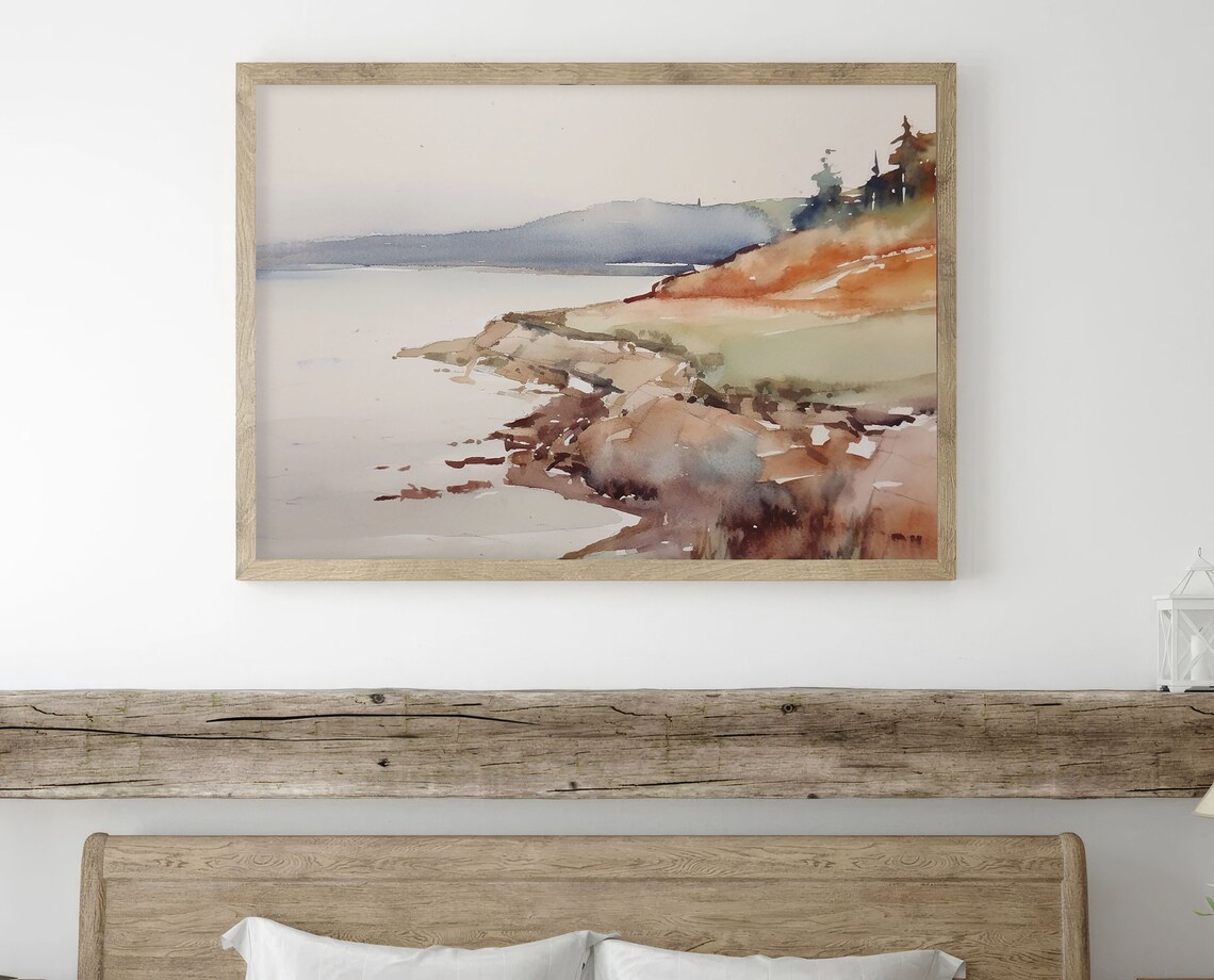 Lake Superior Watercolor Landscape Art Print - Image 4