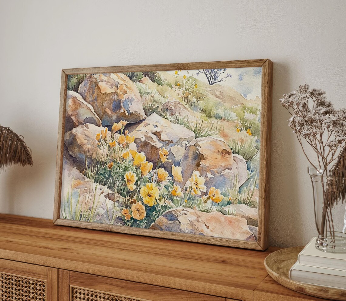 Arizona Wildflowers Watercolor Art Print, Desert Blooms - Image 5