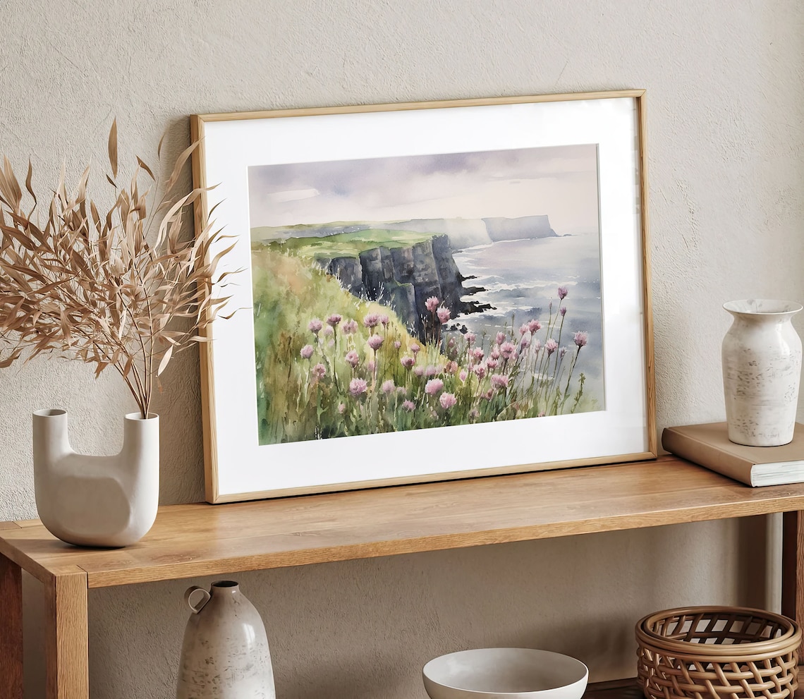 Cliffs Of Moher Watercolor Print, Irish Coastal Landscape - Image 3