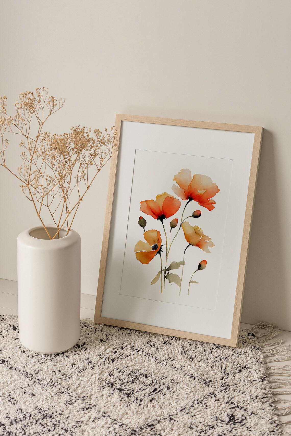 California Poppy Watercolor Art Print, Floral Farmhouse - Image 4