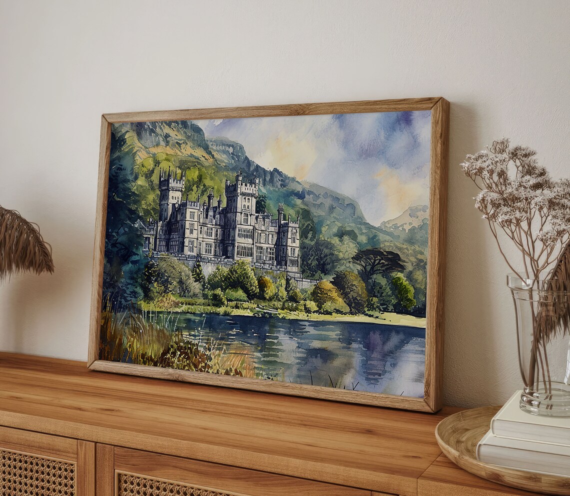 Kylemore Abbey Watercolor Art Print, Galway Travel Poster - Image 3