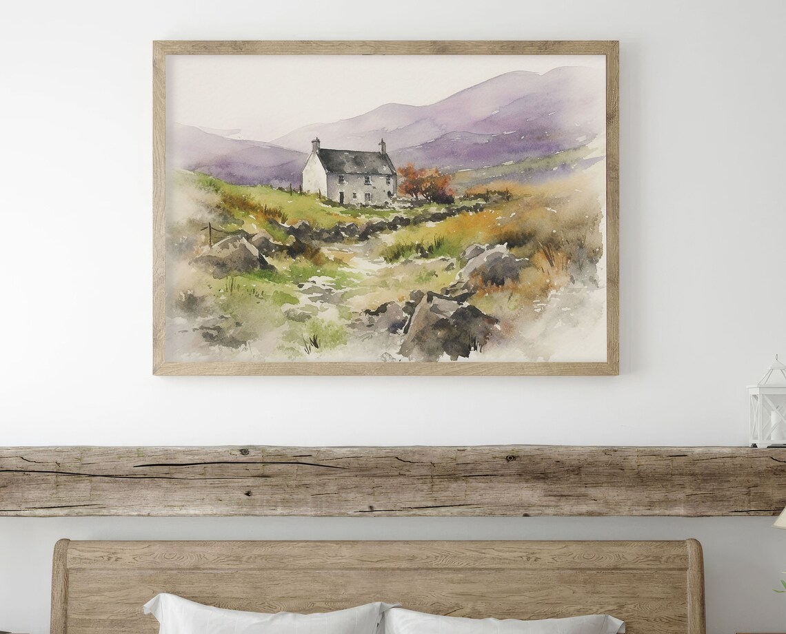 Irish Thatched Cottage Painting, County Donegal Landscape - Image 4