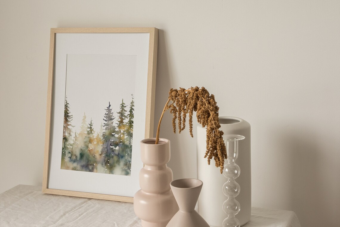 Pine Tree Art Print, Evergreen Forest Watercolor - Image 4
