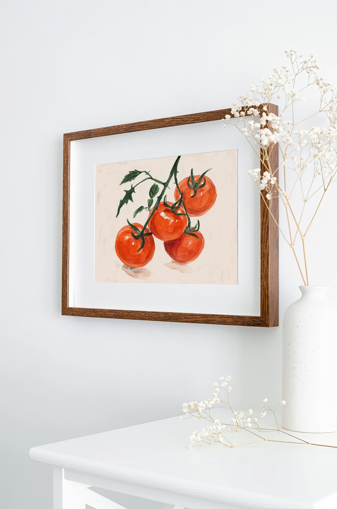 Cherry Tomatoes on the Vine Fresh Red Fruit Watercolor Kitchen Poster - Image 2