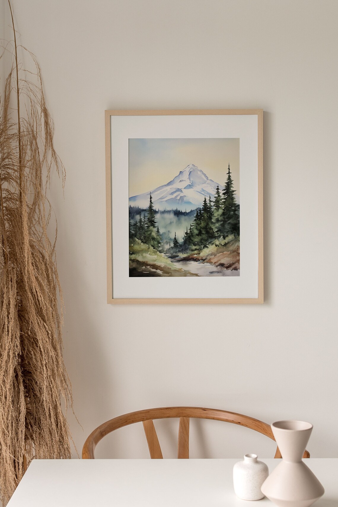 Mount Bachelor Watercolor Mountain Valley Art Print - Image 2