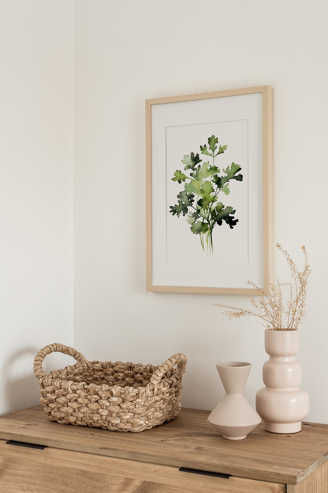 Parsley Herb Watercolor Minimalist Botanical Kitchen Green Poster - Image 4