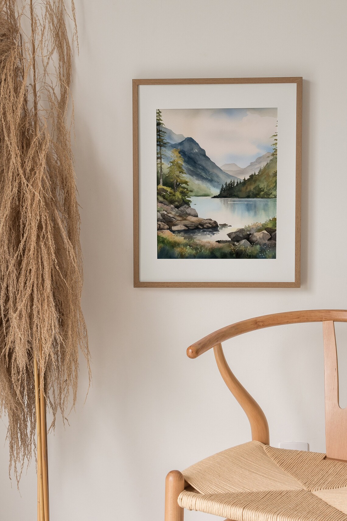 Lake District Watercolor Art Print, Mountain Lake - Image 2