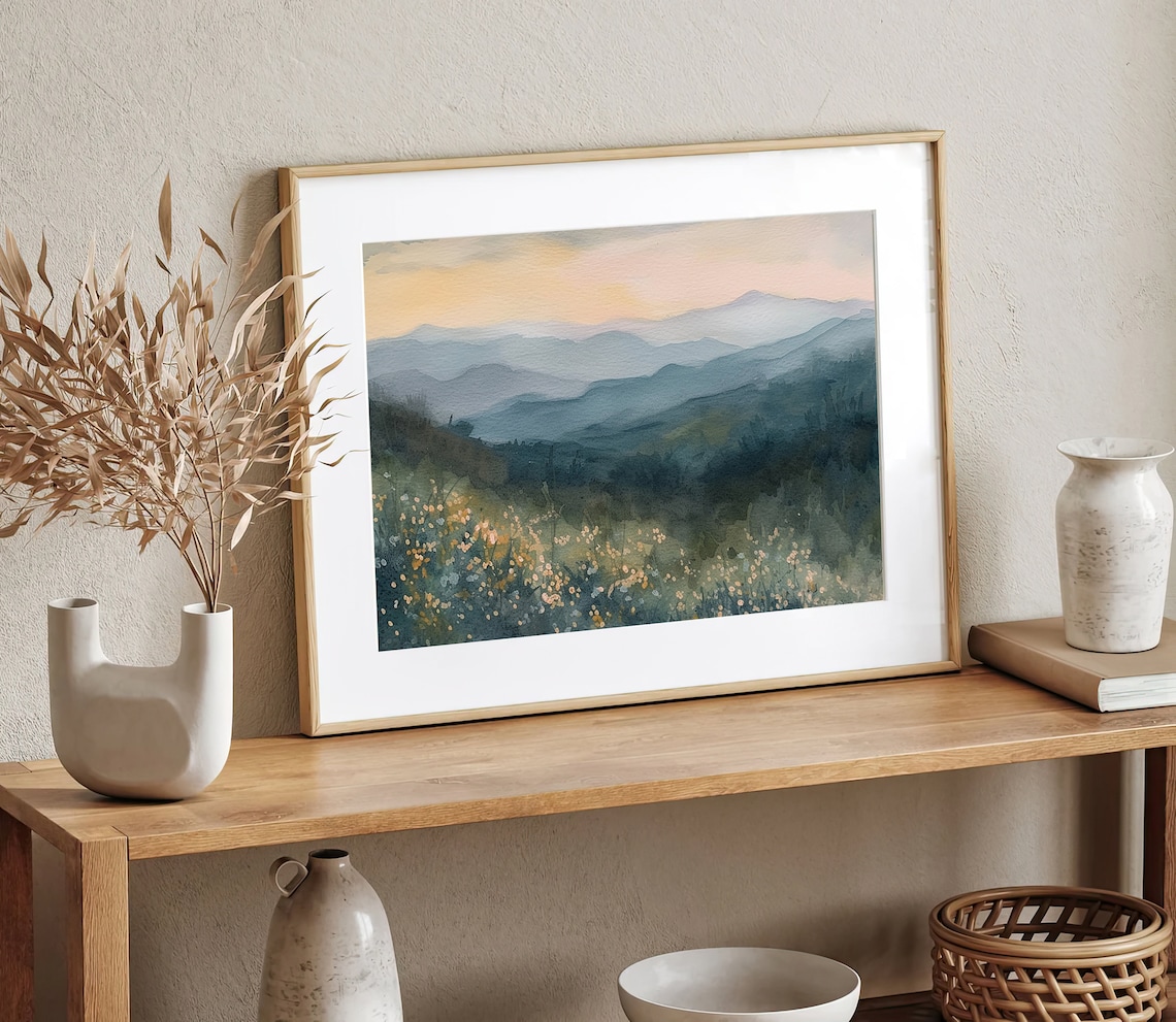 Smoky Mountains Spring Flowers Watercolor Art Print - Image 5