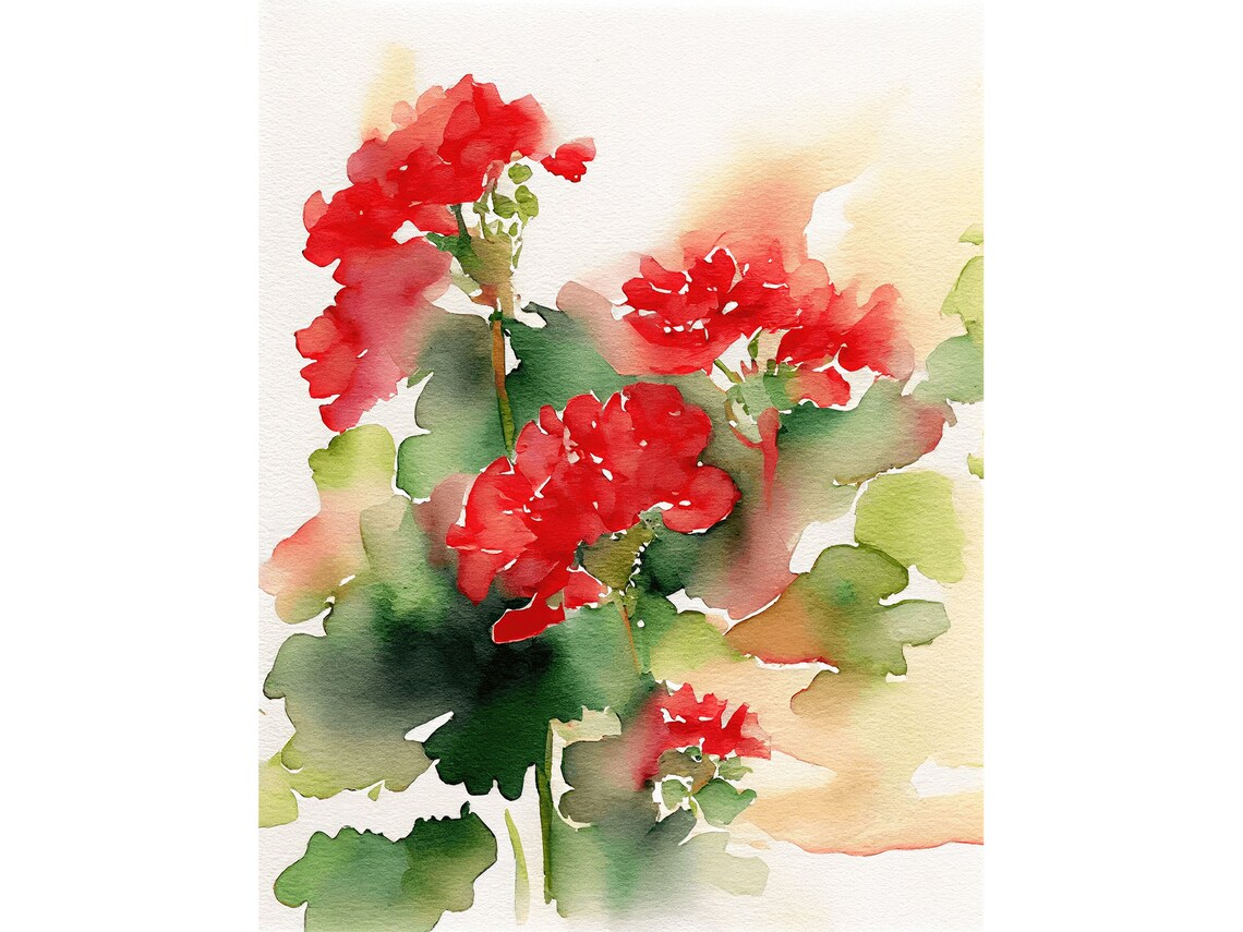 Geranium Botanical Watercolor Flowers Art Print