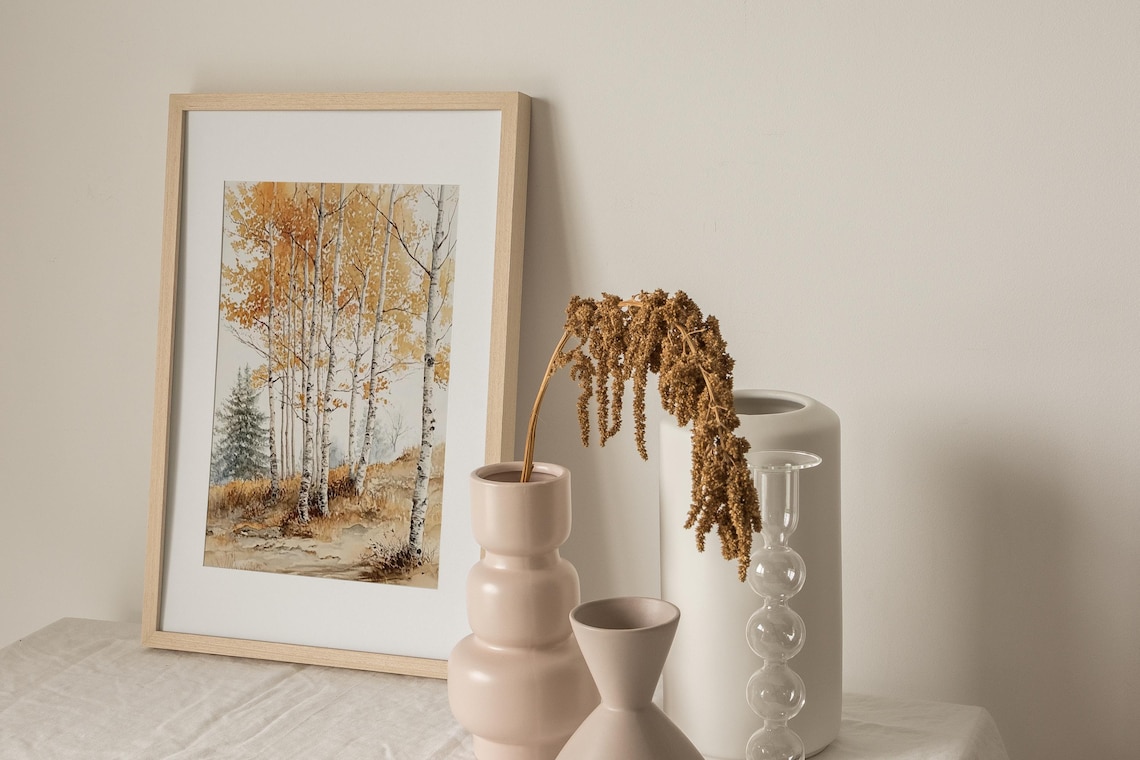 Fall Birch Tree Painting, Colorado Autumn Landscape Art - Image 2