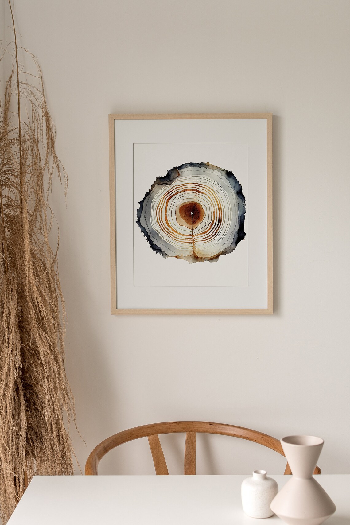 Oak Tree Ring Watercolor Art Print, Minimalist - Image 5