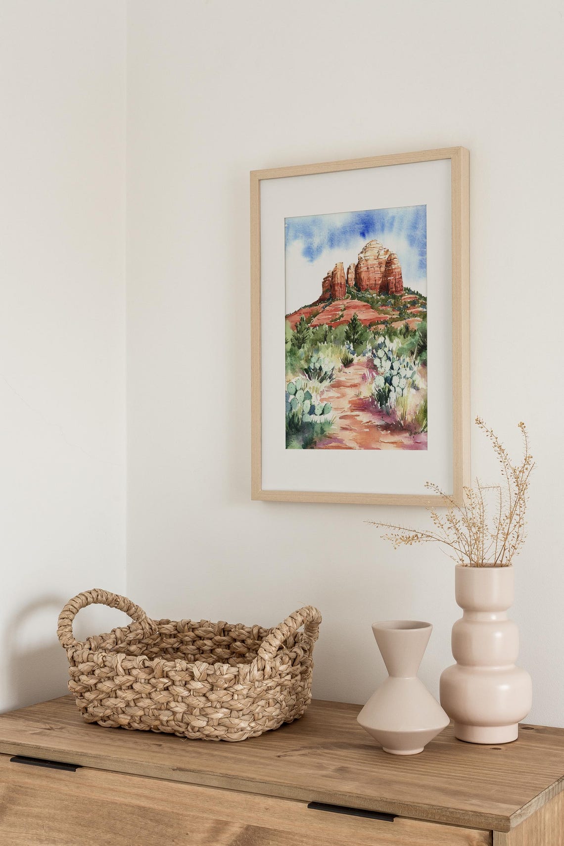 Towering Red Rock Formation in an Arizona Desert Watercolor Poster - Image 4
