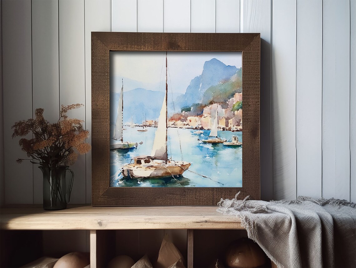 Capri Watercolor Art Print, Italian Island Seascape - Image 2