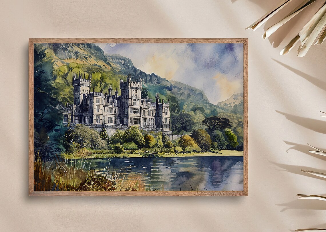 Kylemore Abbey Watercolor Art Print, Galway Travel Poster - Image 4