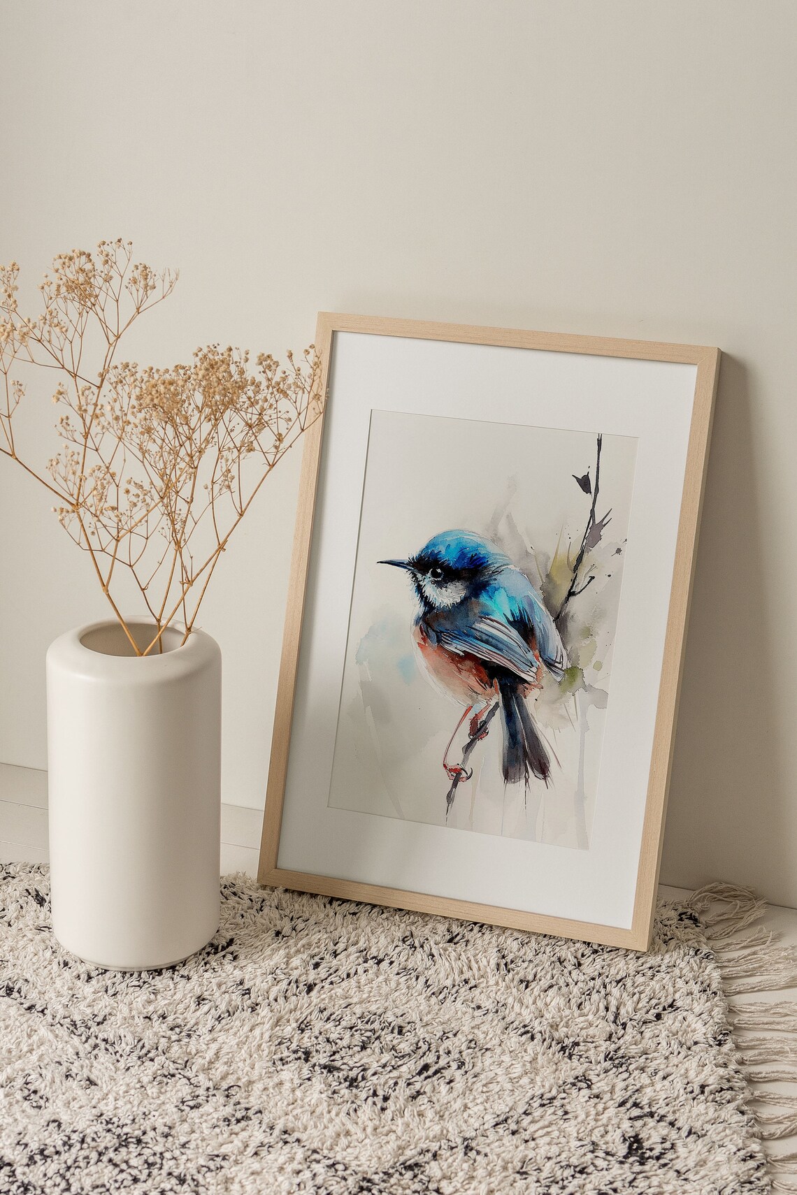Fairy Wren Painting Watercolor Art Print - Image 4