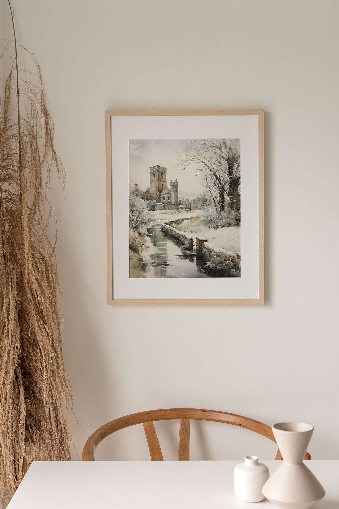 Scottish Castle In Winter Watercolor Art Print - Image 5