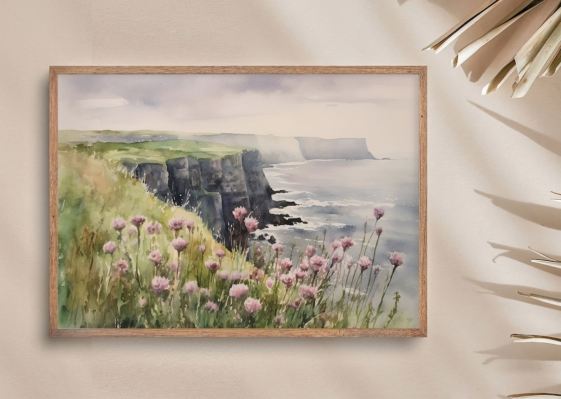 Cliffs Of Moher Watercolor Print, Irish Coastal Landscape - Image 4