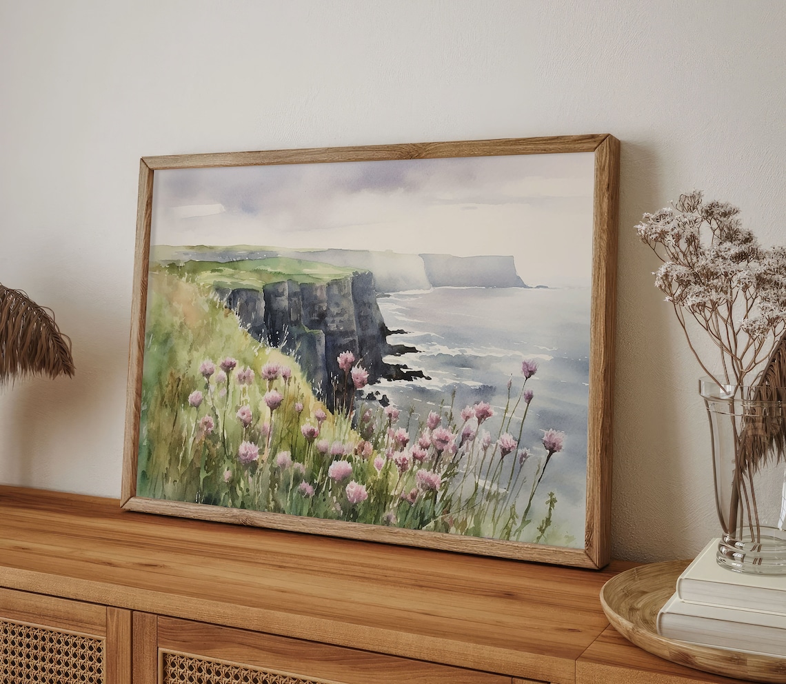 Cliffs Of Moher Watercolor Print, Irish Coastal Landscape - Image 5