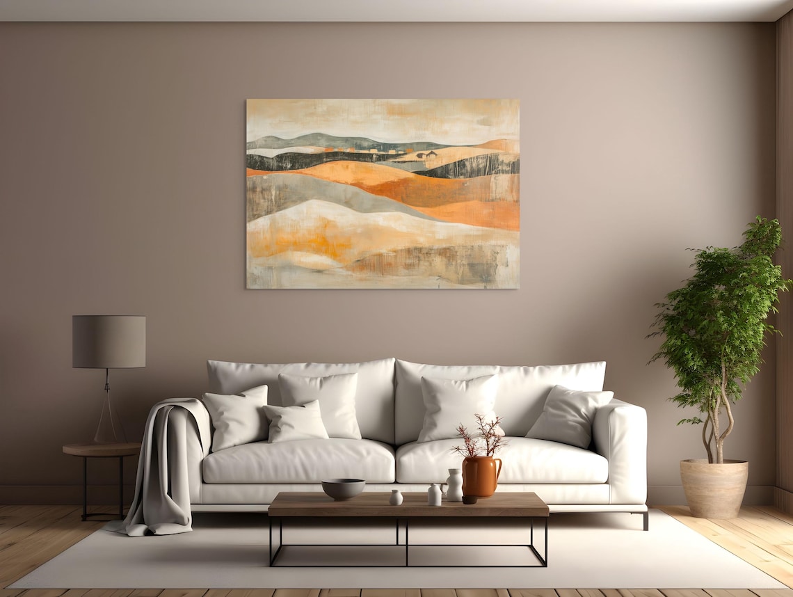 Abstract Desert Rolling Hills Warm Beige Terracotta Landscape Poster - Image 4