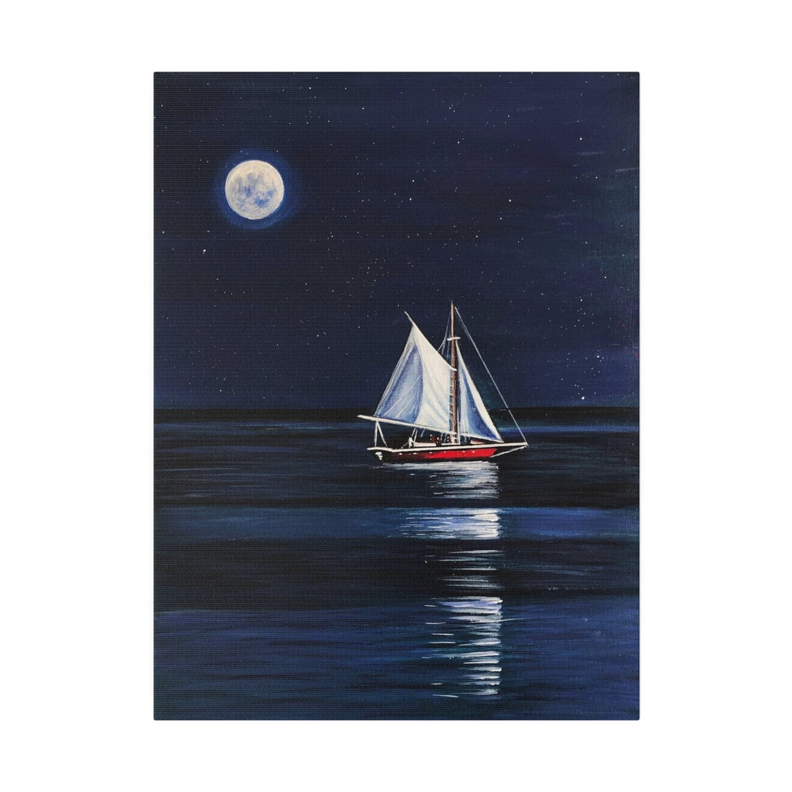 Moonlit Sailboat Night Sea Full Moon Reflection Ocean Night Sky Poster - Image 5