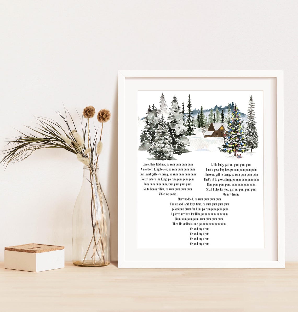 The Little Drummer Boy Christmas Song Sign 5x7 8x10 11x14 16x20 Woodland Holiday Music Print Christmas Carol Diy Decor - Image 8