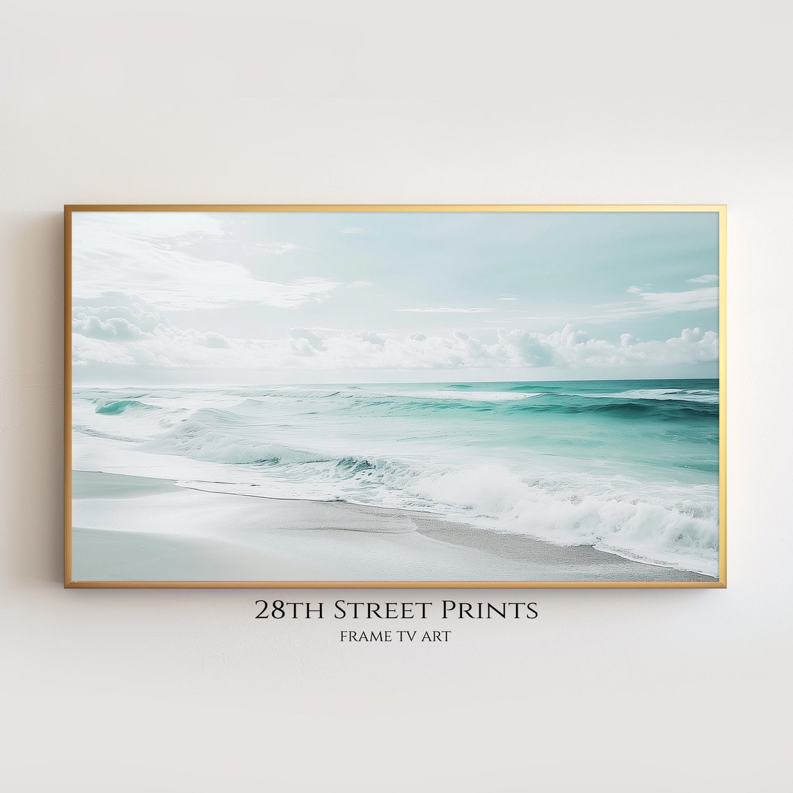 Turquoise Ocean Waves White Sand Beach Aerial Coastal Summer Poster - Image 2