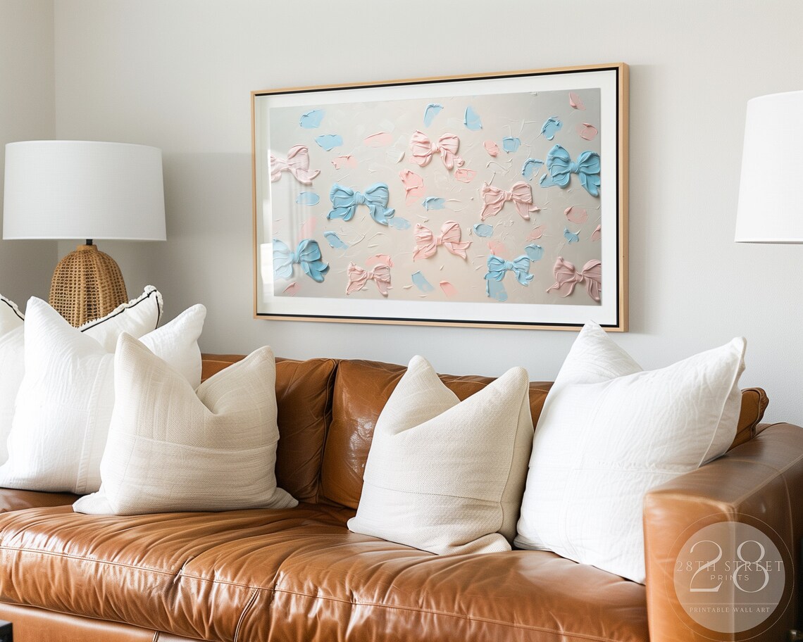 Pink And Blue Bows Coquette Decor Art Print - Image 3