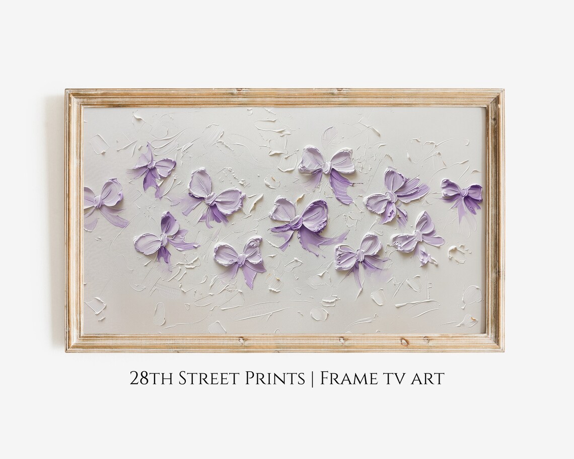 Purple Bows Coquette Nursery Decor Art Print