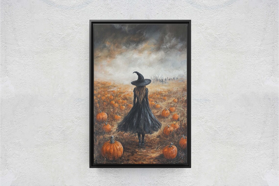 Witch Pumpkin Patch Halloween Gothic Art