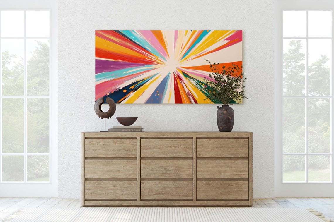 Starburst Painted Rays Modern Abstract Color Theory Art Poster - Image 3