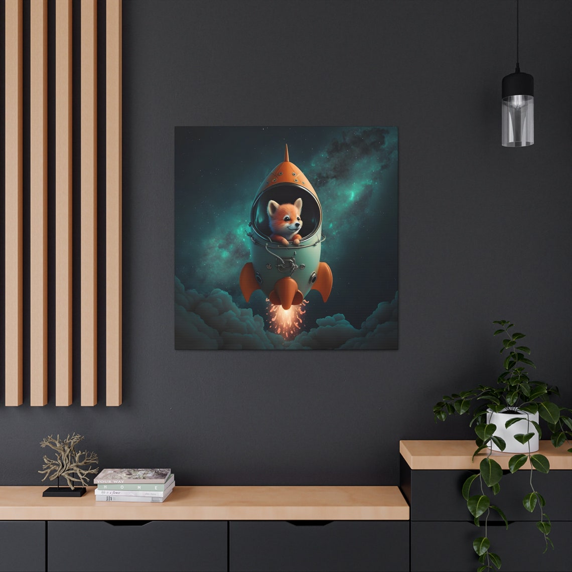 Fox Rocket Ship, Whimsical Art Print - Image 2