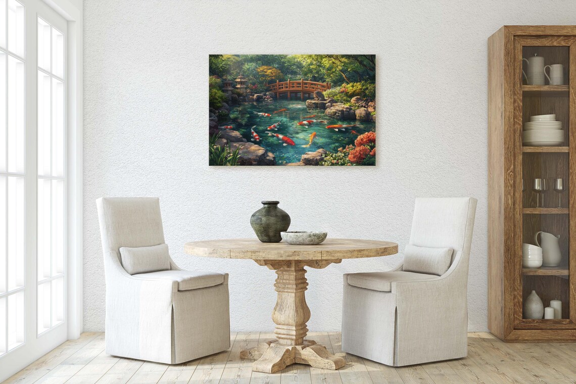 Koi Pond Serene Japanese Art Print - Image 3