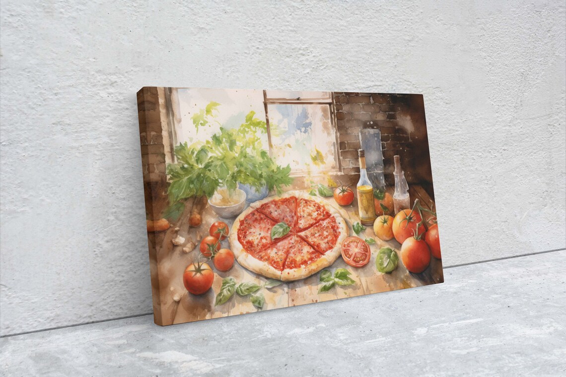 Italian Pizza Margherita, Italy Kitchen Art Print - Image 2