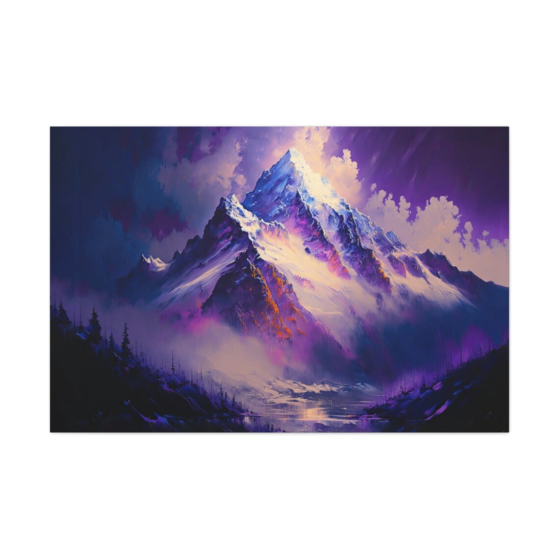 Misty Purple Mountains Fantasy Art Print