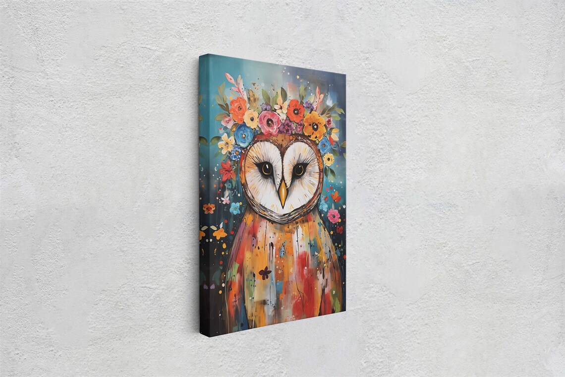 Barn Owl Modern Colorful Contemporary Art Print - Image 2