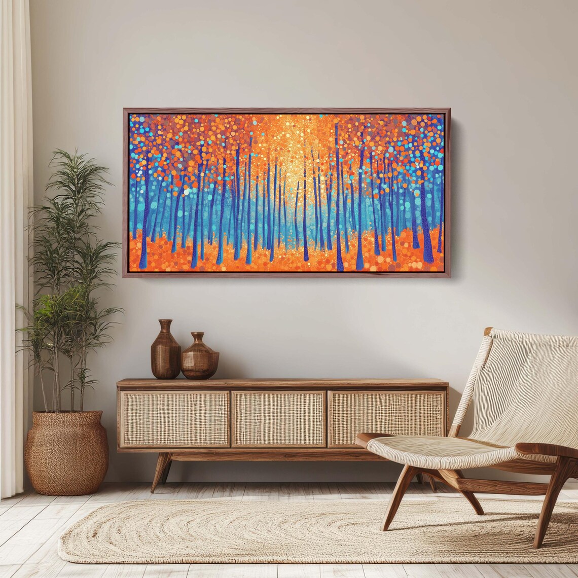 Pointillism Autumn Abstract Aspen Trees Art Print - Image 3