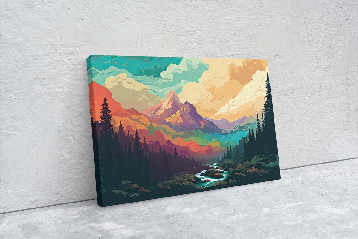 Cloud Mountains Abstract Art Print, National Park - Image 2