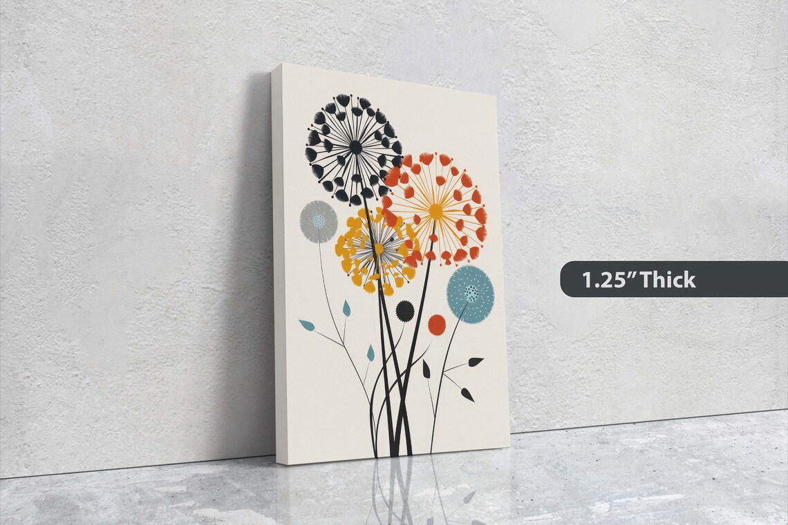 Mid-Century Dandelion Flower Art Print, Retro Minimalist - Image 3