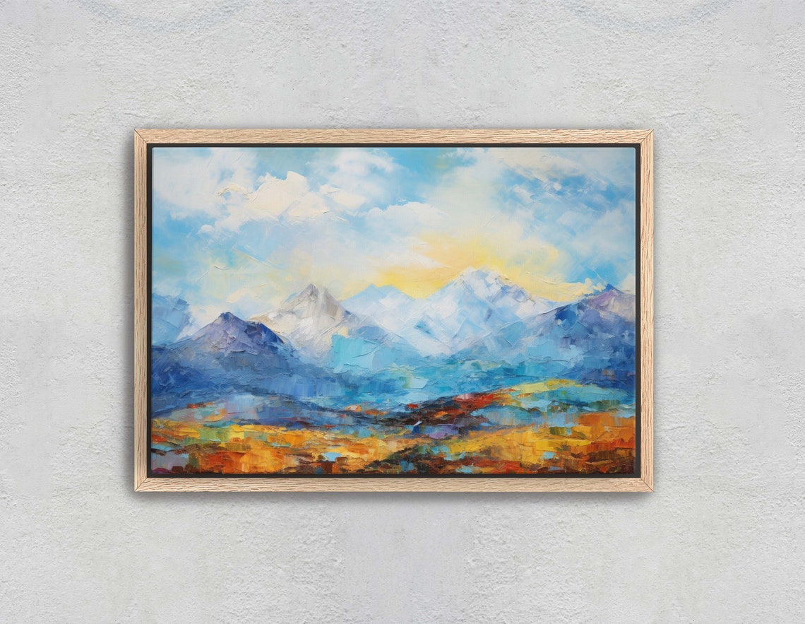 Abstract Mountains Impressionist Art Mountain Landscape Scenic Decor Painting Print Framed Large Art Print - Image 2