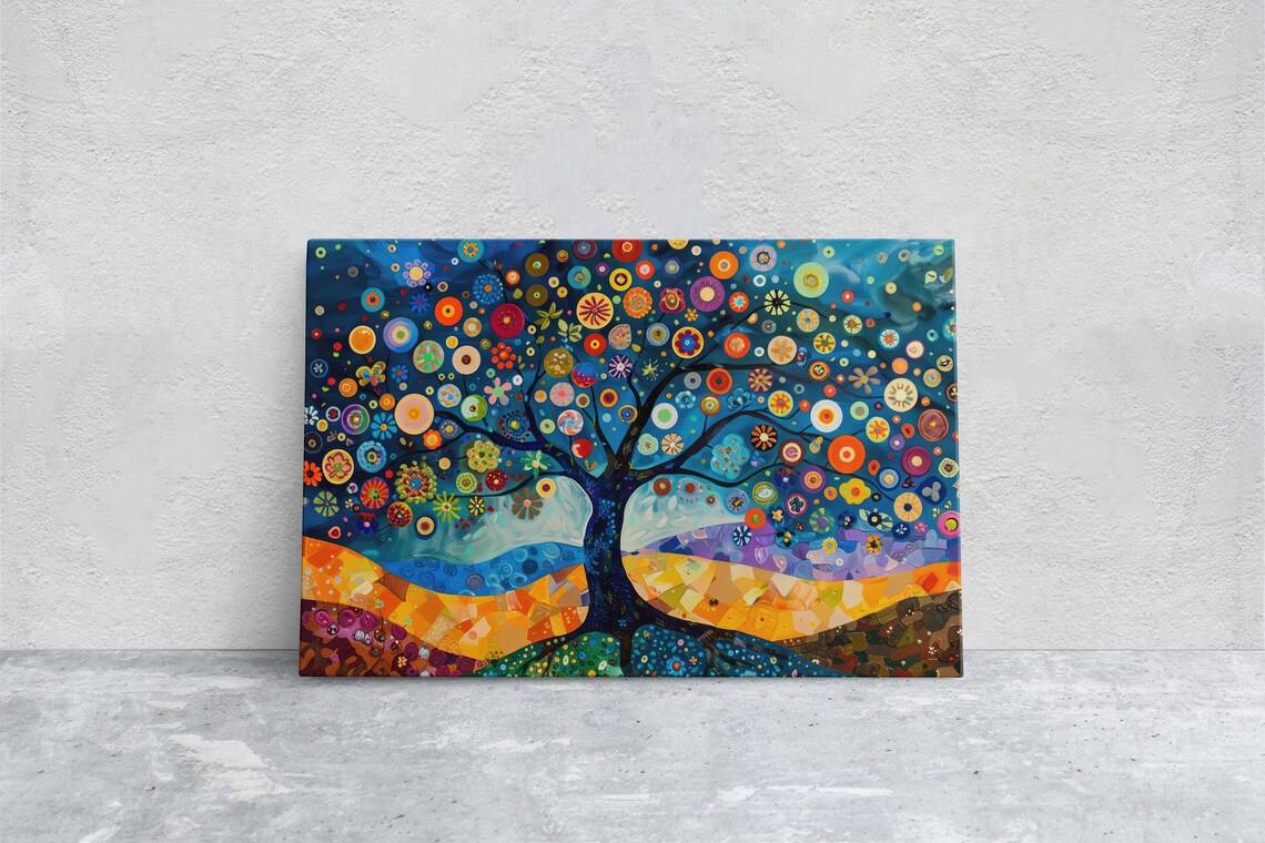 Whimsical Abstract Tree, Modern Rainbow Art Print