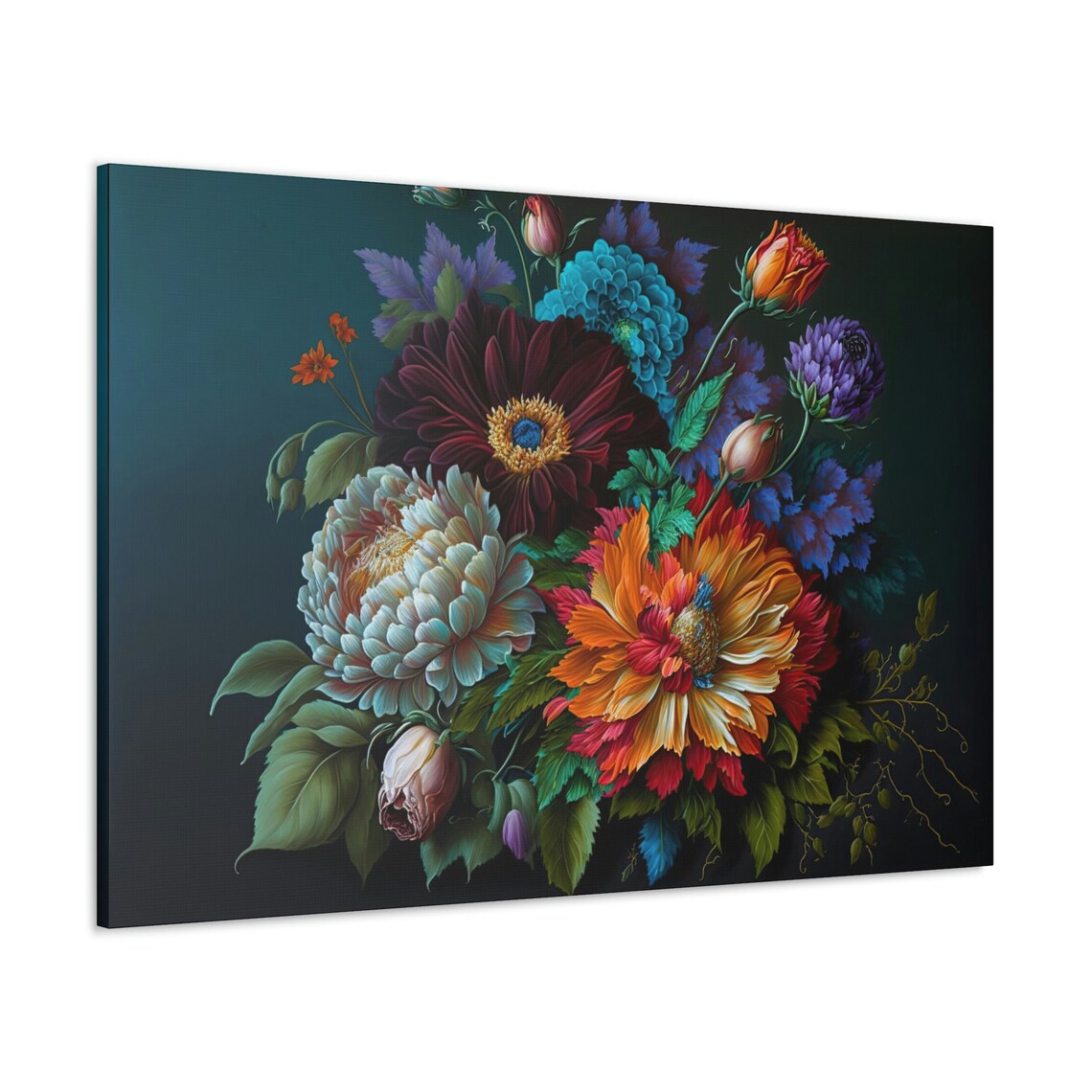 Dutch Masters Style Floral Bouquet Dark Background Oil Painting Poster - Image 3
