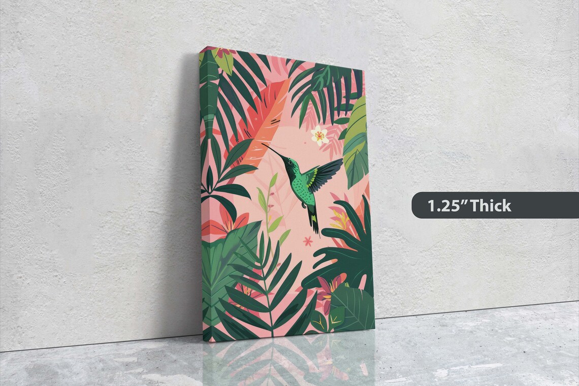 Hummingbird Illustration, Tropical Botanical Print - Image 3